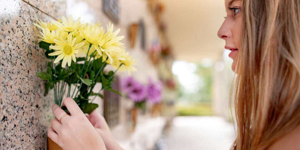 flowers on a columbarium