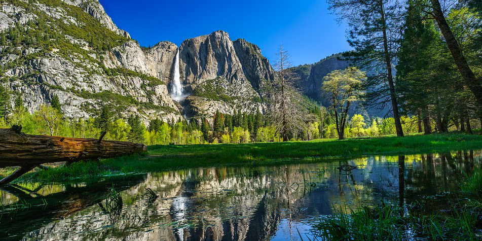mountain lake waterfall