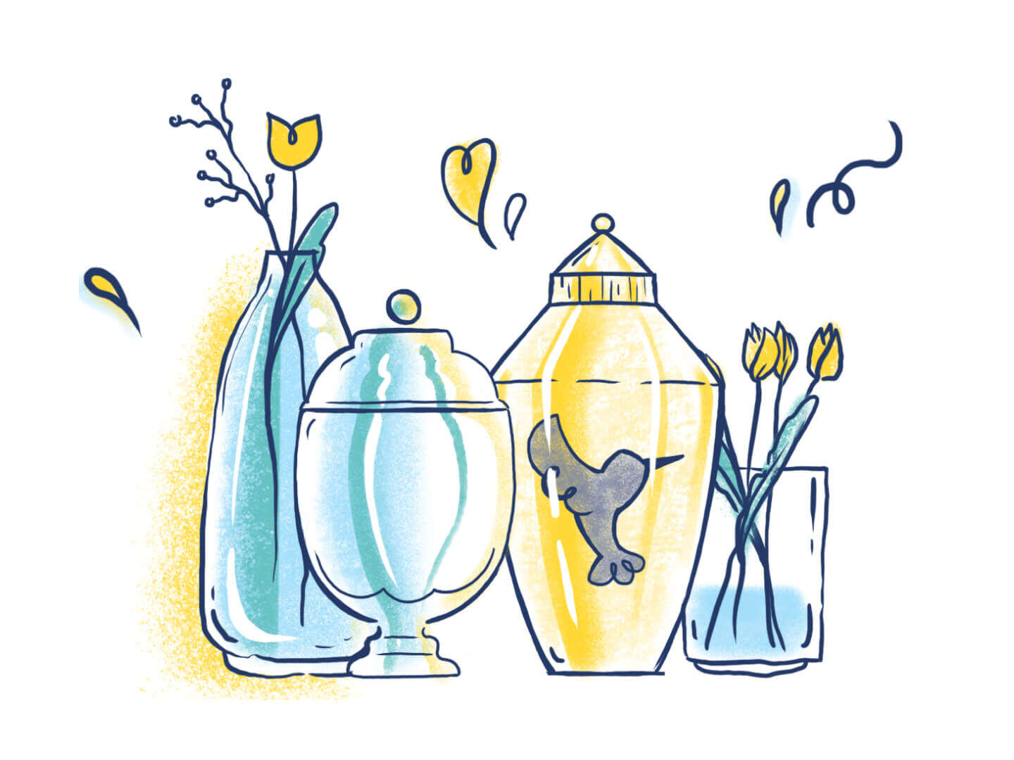 tulip urn vases illustration