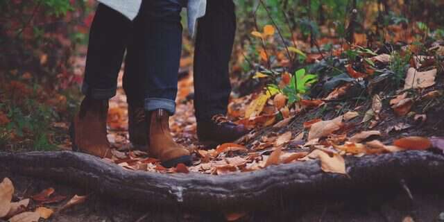 hiking feet in fall