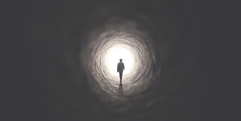 man in tunnel