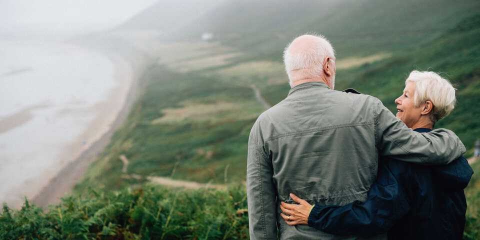 senior couple walking