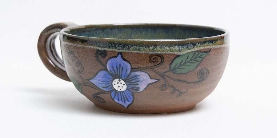 ceramic mug with flower