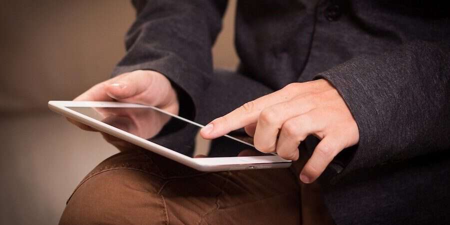 man with tablet
