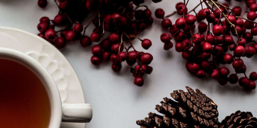 tea cranberries pinecone