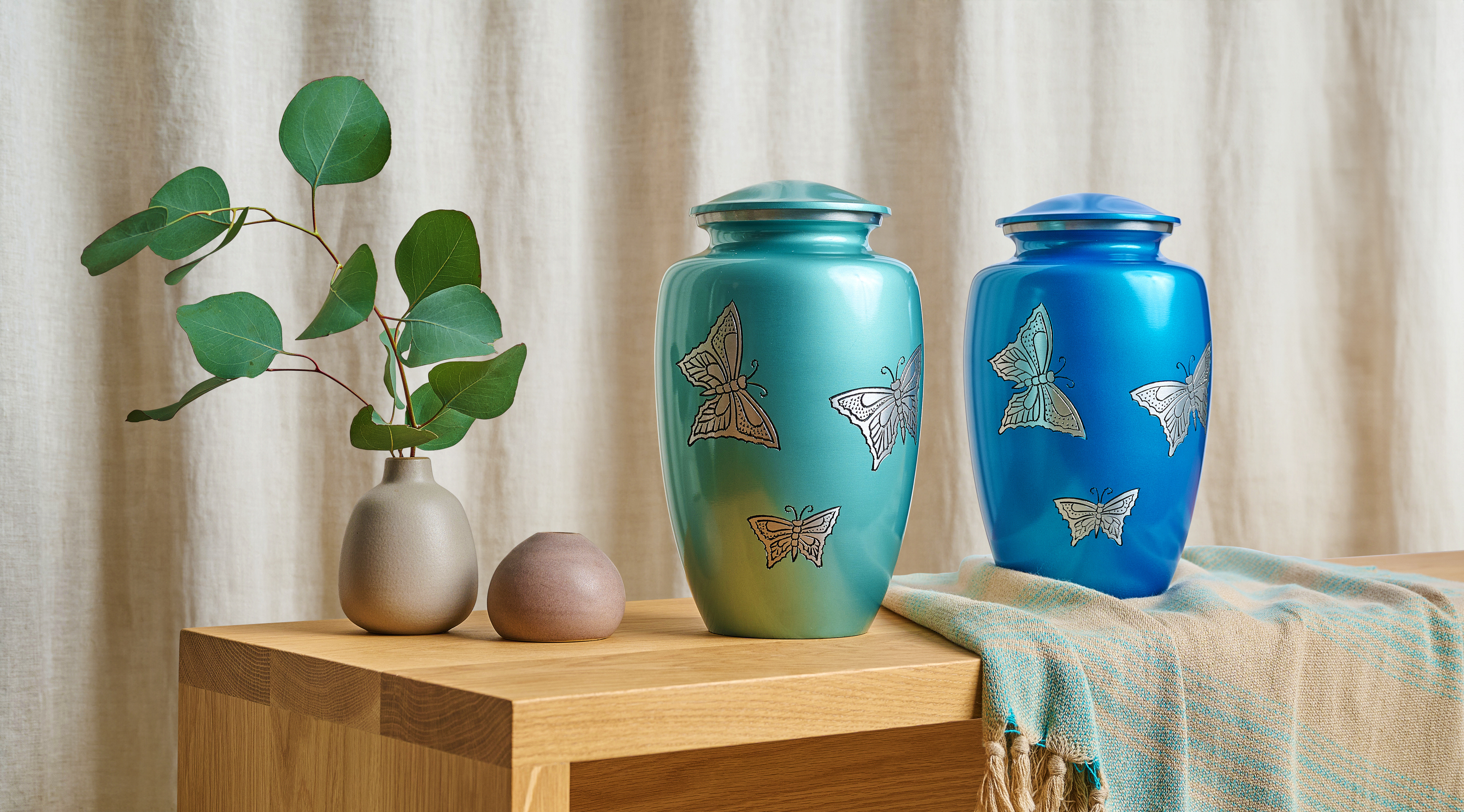Tranquil Skies Butterfly Cremation Urn - Blue image number 6