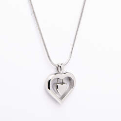Stainless Steel Double Heart Urn Pendant With Chain