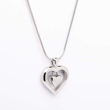 Stainless Steel Double Heart Pendant With Chain